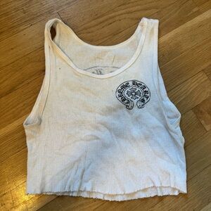 Chrome Hearts Cropped White Tank Top